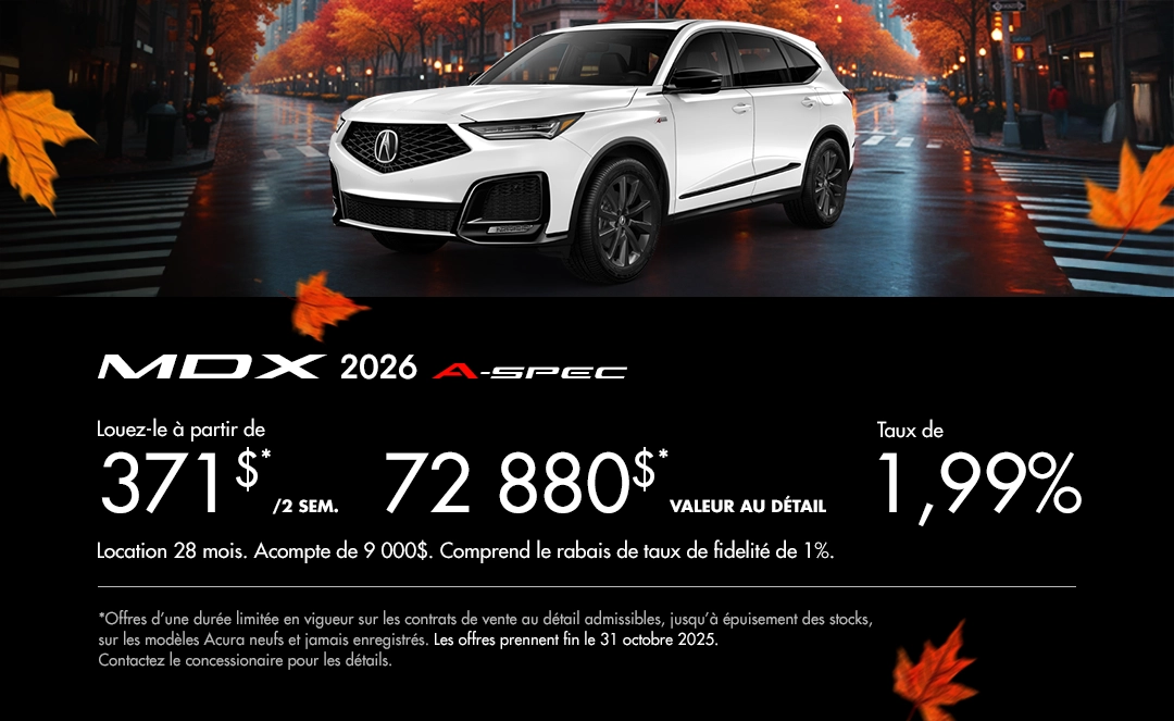 Bannière de Promotion Acura MDX 2026